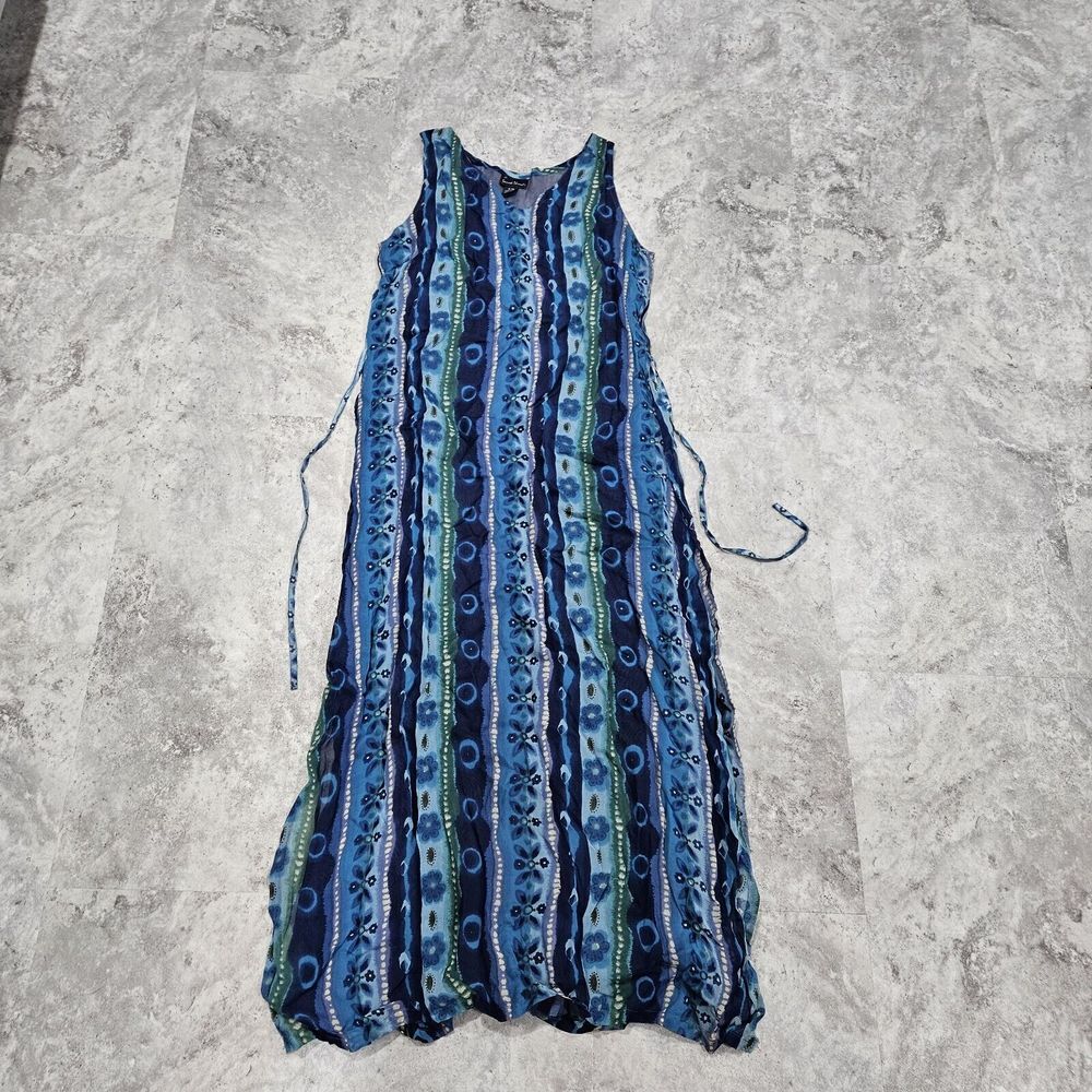 SACRED THREADS hippy tie dyed rayon maxi tank DRESS SUNDRESS S/M‎